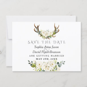 Save The Date Fleurs de peinture à l'eau blanche Charme Fleuriss