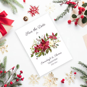 Save The Date Fleurs de Poinsettia rouge écarlate Enregistrer la