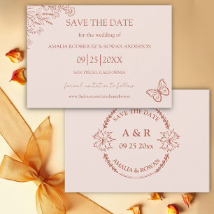 Save The Date Fleurs de prairie Rose mélancolique Enregistrer la