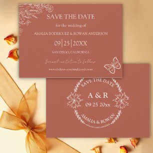 Save The Date Fleurs de prairie Terracotta Enregistrer la date