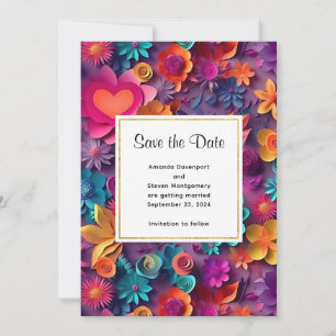 Save The Date Fleurs de printemps colorées Mariage Motif