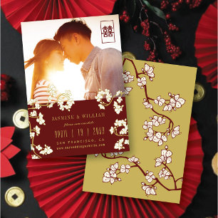 Save The Date Fleurs de prunier en fleurs Double Xi Photo Chinoi