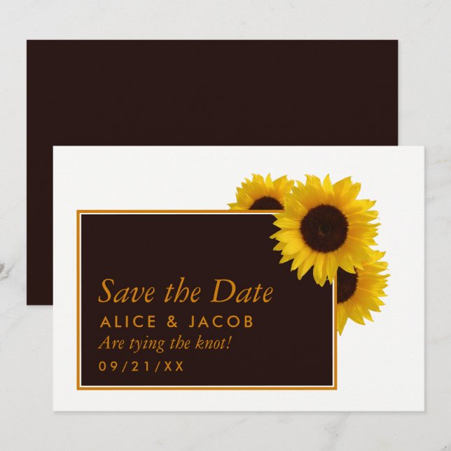 Save The Date Fleurs de soleil rustiques - Mariage (Devant / Derrière)