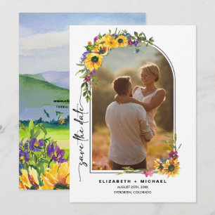 Save The Date Fleurs de soleil   Wild Meadow Summer Mariage Phot