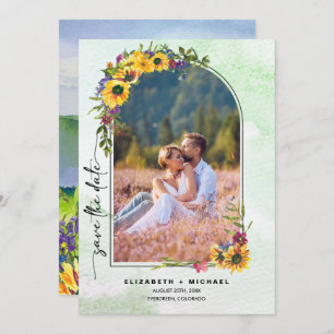 Save The Date Fleurs de soleil   Wild Meadow Summer Mariage Phot
