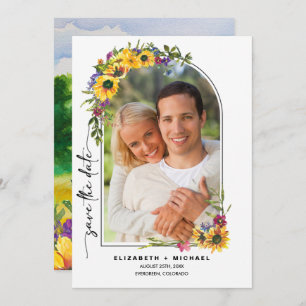 Save The Date Fleurs de soleil   Wild Meadow Summer Mariage Phot