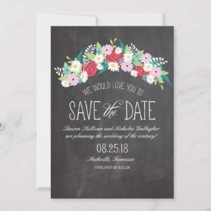 Save The Date Fleurs de tableau de bord en fleur Enregistrer la