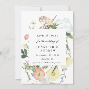 Save The Date Fleurs de verdure sauvage   Mariage de fleurs sauv