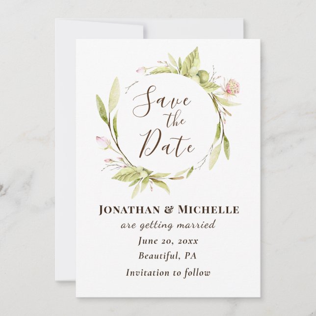 Save The Date Fleurs d'été Verdure Mariage de cadre fleuri (Devant)