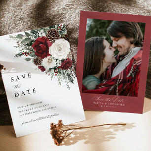 Save The Date Fleurs d'hiver de Bourgogne Photo Fond de mariage