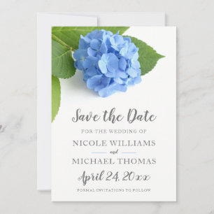 Save The Date Fleurs d'Hortensia Bleu