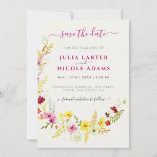 Save The Date Fleurs d'orchidées violettes roses Mariage de cour