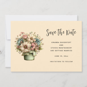 Save The Date Fleurs fantaisistes dans un pot de planteur
