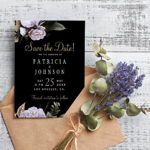 Save The Date Fleurs lilas d'hiver mariage élégant enregistrer l
