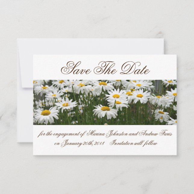 Save The Date Fleurs marguerites enregistrer l'invitation de dat (Devant)