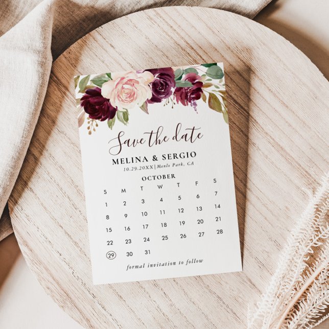 Save The Date Fleurs multicolores élégantes Enregistrer le calen (Créateur téléchargé)
