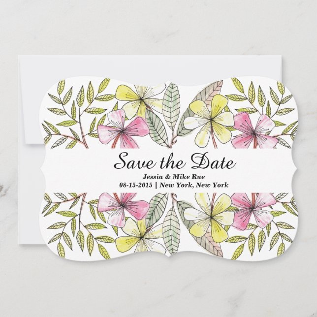 Save The Date fleurs peintes à la main (Devant)