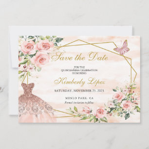 Save The Date Fleurs roses blush pour sauvegarde de la date