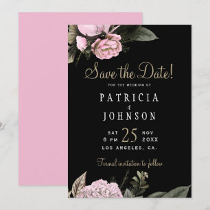 Save The Date Fleurs roses hivernales élégantes pour le faire-pa