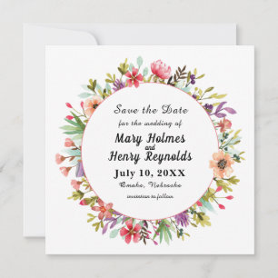 Save The Date Fleurs sauvages d'aquarelle Russe Mariage