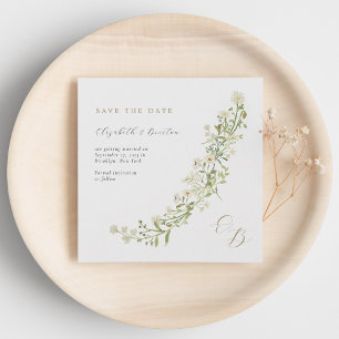 Save The Date Fleurs sauvages de l'ivoire botanique Monogramme M