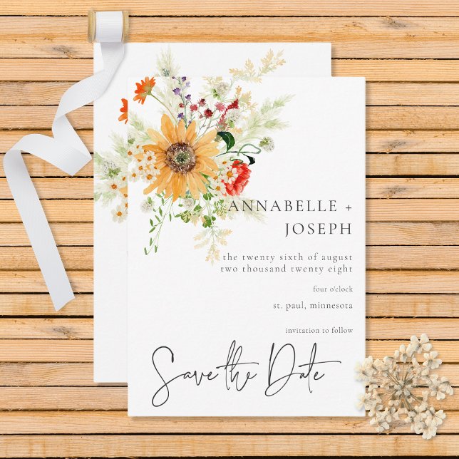 Save The Date Fleurs sauvages d'été rustiques & Tournesols (Créateur téléchargé)