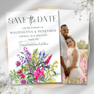 Save The Date Fleurs sauvages et herbes colorés rustiques Mariag