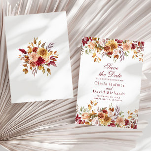 Save The Date Fleurs Sauvages Mariage Terracotta Orange Brûlé Mo