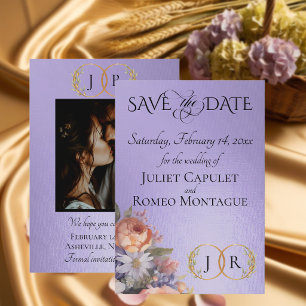 Save The Date Fleurs sauvages, monogramme photo et feuille - Lil