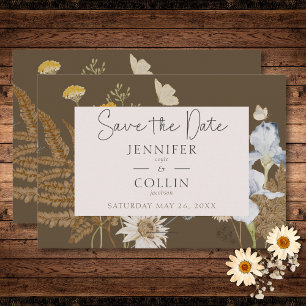Save The Date Fleurs sauvages sur Mariage Brown