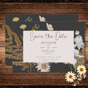 Save The Date Fleurs sauvages sur Mariage de charbon