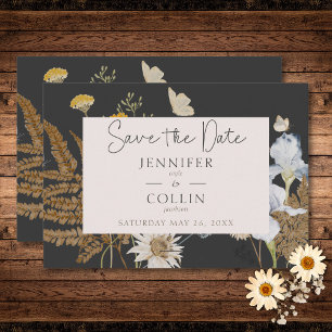 Save The Date Fleurs sauvages sur Mariage de charbon