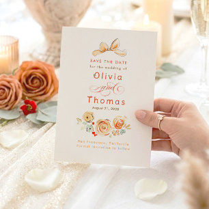 Save The Date Fleurs Terres Cuites Mignonnes et Fantaisistes Enr