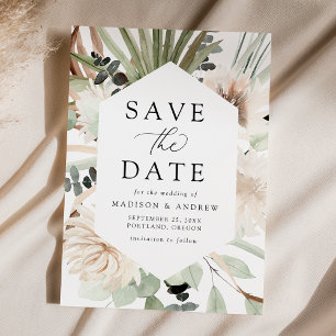 Save The Date Fleurs tropicales neutres de Boho