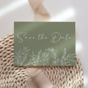 Save The Date Fleurs Vert Sauge Boho Enregistrez La Date