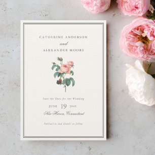 Save The Date Fleurs Vintage Élégantes Roses Mariage Romantique