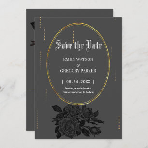 Save The Date Fleurs vintages, cadre or enregistrer la date