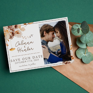 Save The Date Fleurs vintages d'automne séchées Aquarelle