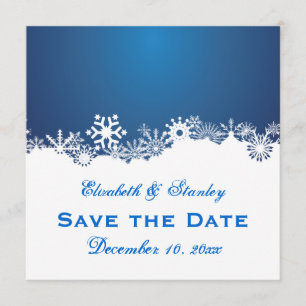 Save The Date Flocon de neige bleu blanc mariage d'hiver Enregis