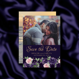 Save The Date Floraison Rose rose et violet foncé 2 photo