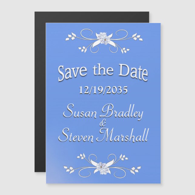 Save the Date Floral Accents Magnetic Invitation (Front/Back)