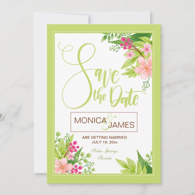 Save the Date Floral Announcement (Front)
