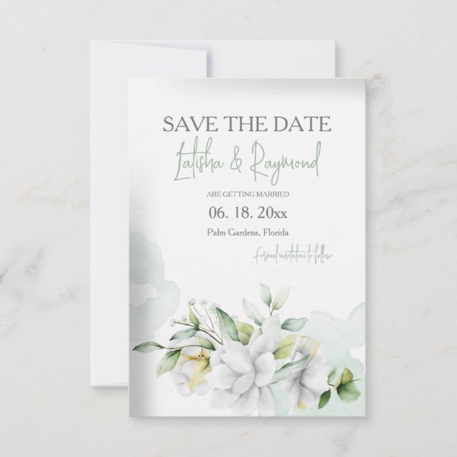 Save the Date Floral Announcement (Front)