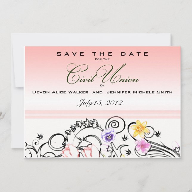 Save The Date Floral Bouquet Union civile Enregistrer la date In (Devant)