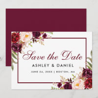 Save The Date Floral Burgundy BB