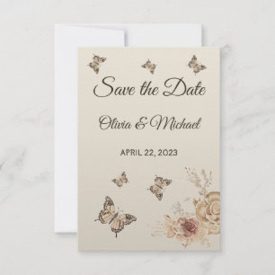 Save The Date Floral Coffee Crème élégant Boho Enregistrer la da