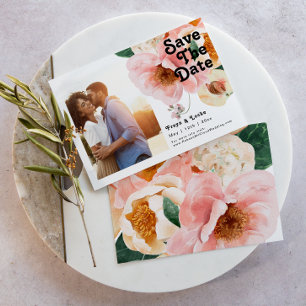 Save The Date Floral coloré gras   Photo horizontale