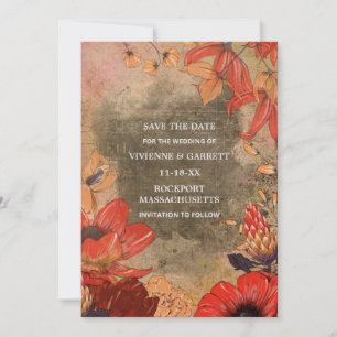 Save The Date Floral de automne Vintage moderne
