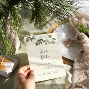 Save The Date Floral d'hiver Mariage en ivoire Enregistrer la