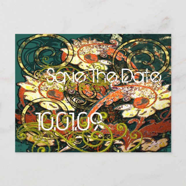 Save the Date- Floral Distressed - Announcement Postcard (Front)